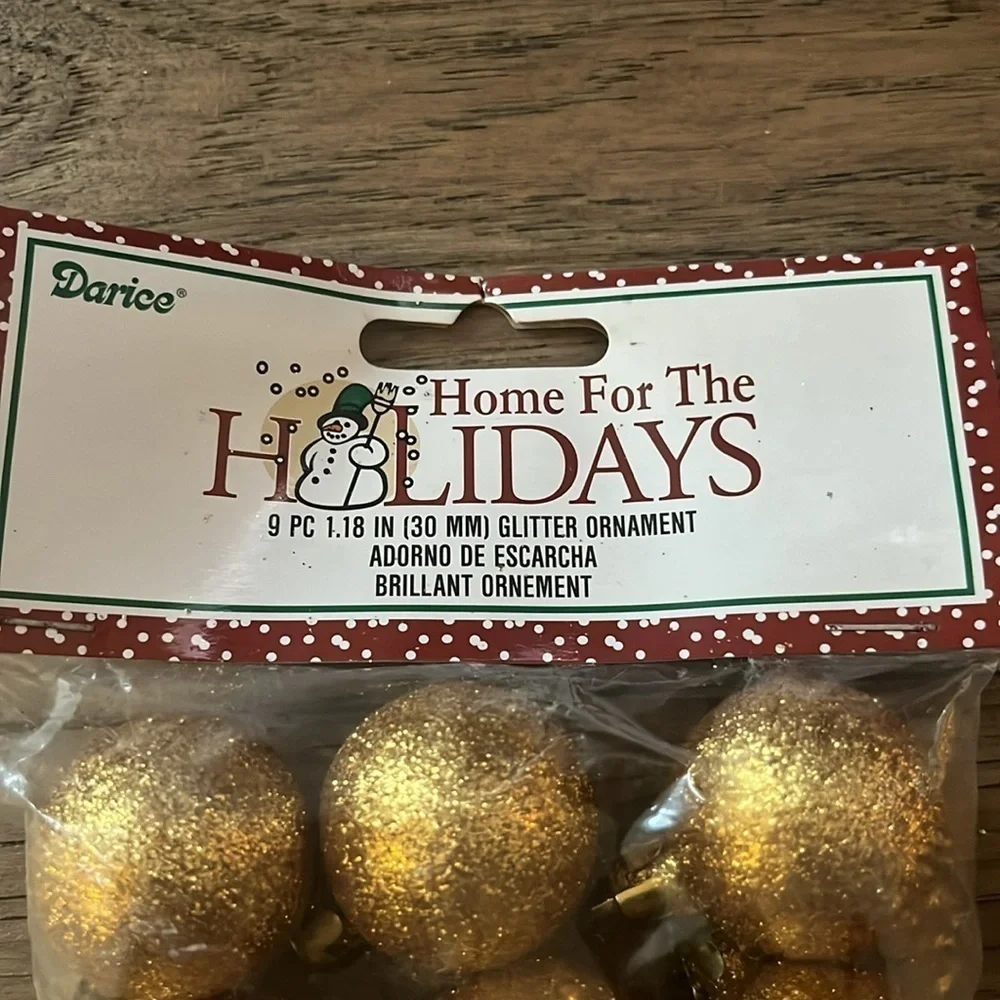 NWT DARICE gold glitter ornaments